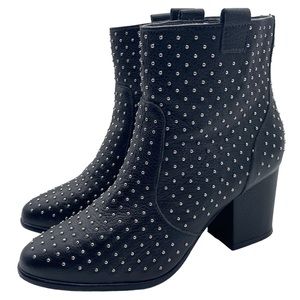 Rebecca Minkoff Women's Boots Black Leather Studded Ankle Heeled Designer Size 6